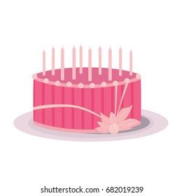 Pink Birthday Cake Decorations Candles Stock Vector (Royalty Free) 682019239 | Shutterstock