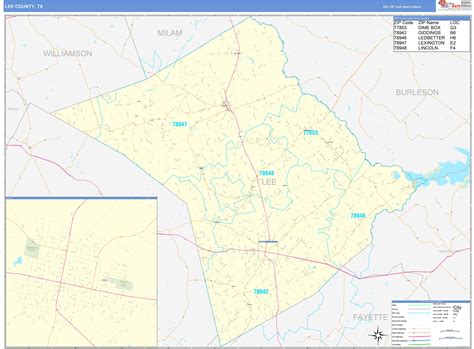 Lee County Zip Code Map Large