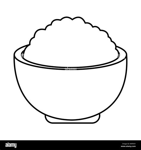 Delicioius rice in bowl food cartoon in black and white Stock Vector ...