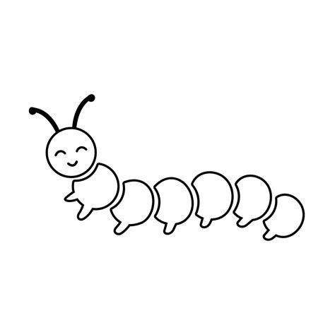 Caterpillar for coloring page. Cute simple caterpillar insect vector ...