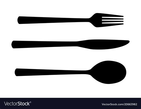 Cutlery Set Black Silhouette Spoon Fork Knife Vector Image | My XXX Hot Girl