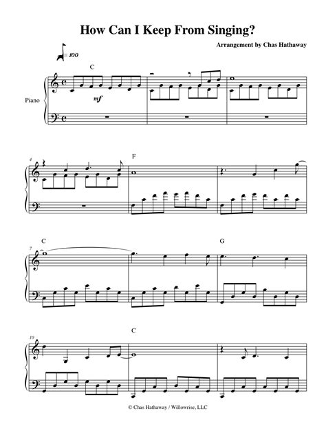 How Can I Keep From Singing Sheet Music by Chas Hathaway