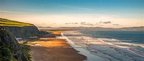 Beautiful View Antrim Coast Rocky Downhill Strand Beach People Walking ...