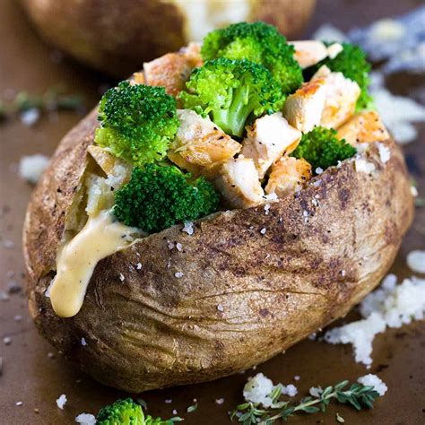 Chicken Broccoli Stuffed Baked Potato with Cheese | Jessica Gavin