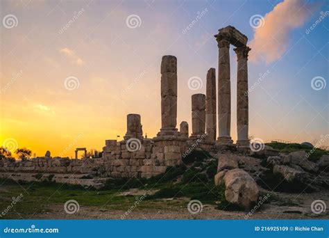 Temple of Hercules Located on Amman Citadel Stock Image - Image of ...