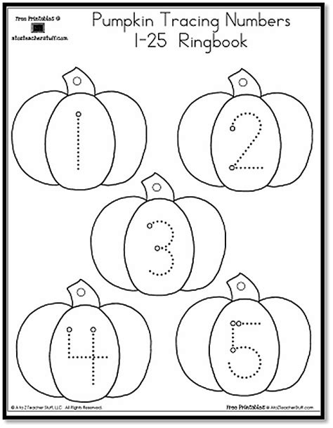 Pumpkin Number Tracing 1-25 | A to Z Teacher Stuff Printable Pages and ...