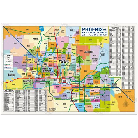 Phoenix Metro Area Zip Code Map - Zip Codes Colored - POSTER PRINTS – Otto Maps