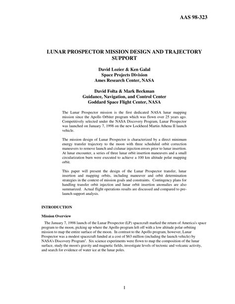 (PDF) Lunar prospector mission design and trajectory support