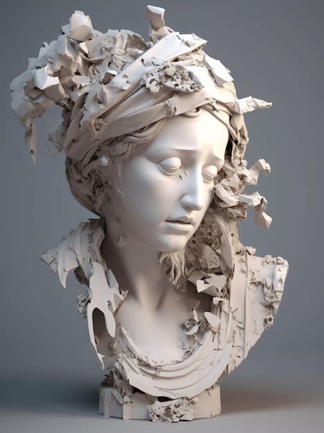 Premium AI Image | A sculpture of a woman with leaves on her head