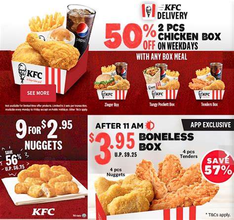 KFC Delivery 50% Off Chicken Box, Boneless Box For $3.95, 9 Nuggets For $2.95 ~ All Singapore Deals