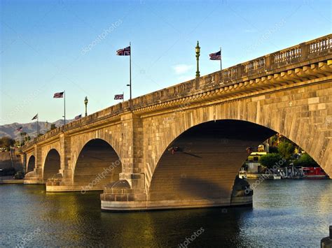 London Bridge in Lake Havasu, old historic bridge rebuilt with o ...