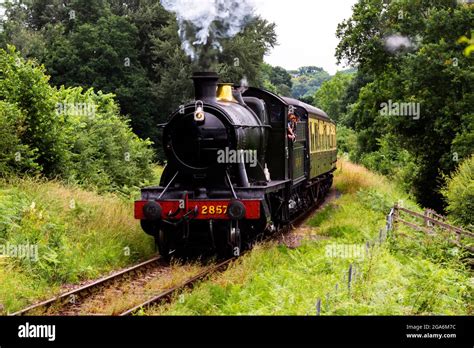 GWR Churchward 2800 Class locomotive 2857 2.8.0 heading a passenger train on the Severn Valley ...