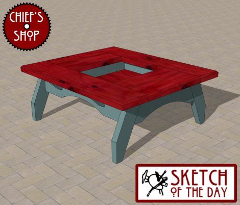Sketch of the Day: Patio Coffee Table #woodworking | Coffee table, Outdoor coffee tables, Table