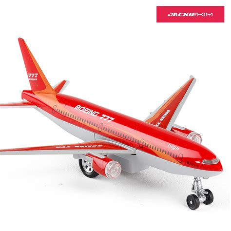 Diecast Metal Plane Model Toys 7" Boeing 777 Pull Back Replica w/ Sound & Light Aircraft Model ...