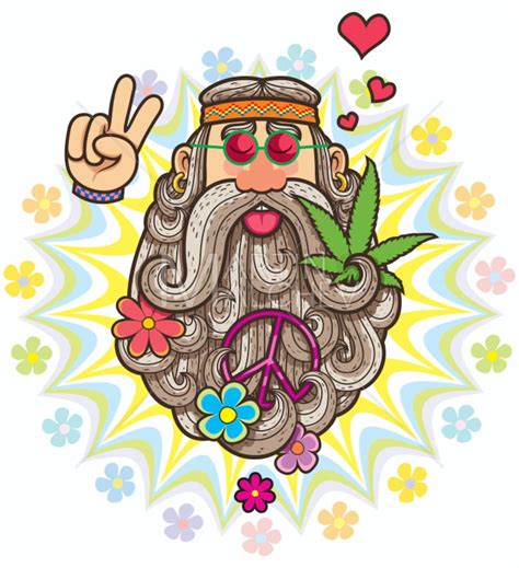 Hippie Vector Illustration de dessin animé. hippie, hippie, style de ...