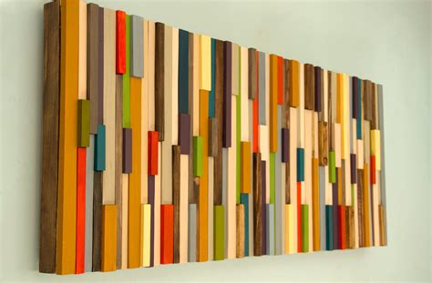 Modern Large wall art, reclaimed wood art sculpture, painted wood pieces, 2016 colour trends ...