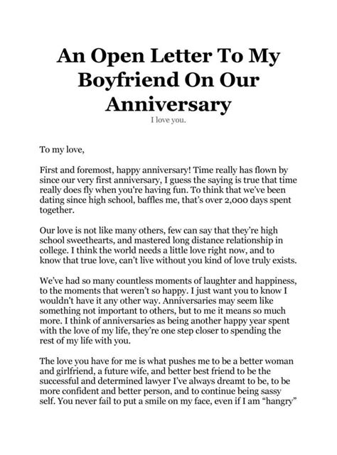 an open letter to my boyfriend on our anniversary is shown in the ...