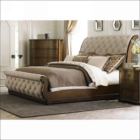 Lovely Sleigh Bed with fabric tufted head and footboard. | Bedroom ...