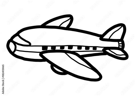 airplane / cartoon vector and illustration, black and white, hand drawn, sketch style, isolated ...