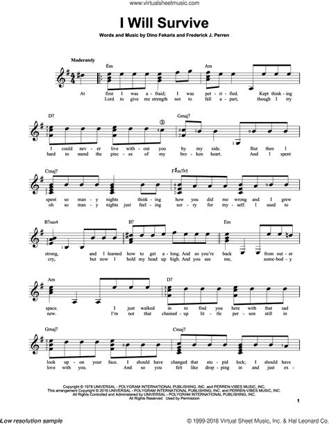 I Will Survive sheet music for guitar solo (chords) v2