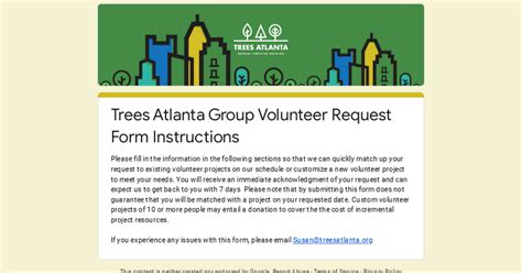 Trees Atlanta Group Volunteer Request Form Instructions
