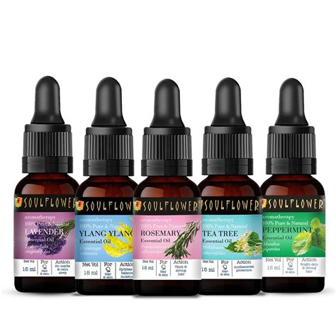 Soulflower Bestseller Essential Oils Set, Pack of 5 (15ml each with dr