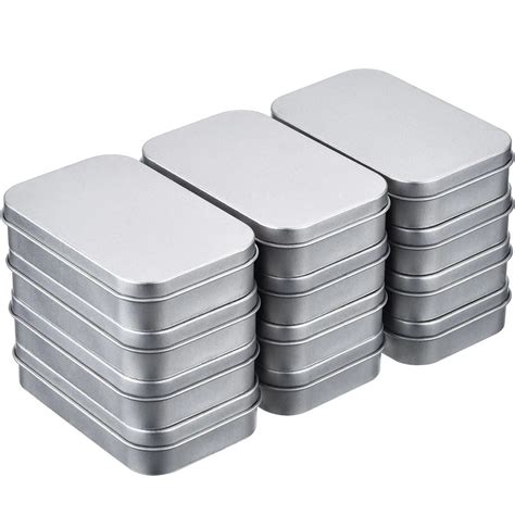 12 pcs Container Rectangular Hinged Containers Small Storage Kit Silver Empty Mini Portable Box ...