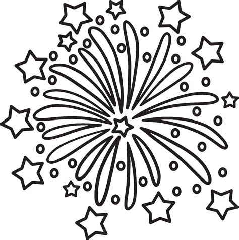 New Year Fireworks Isolated Coloring Page for Kids 11416918 Vector Art ...