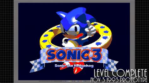 Level Complete - Sonic 3 (Nov 3 1993 Prototype) - YouTube