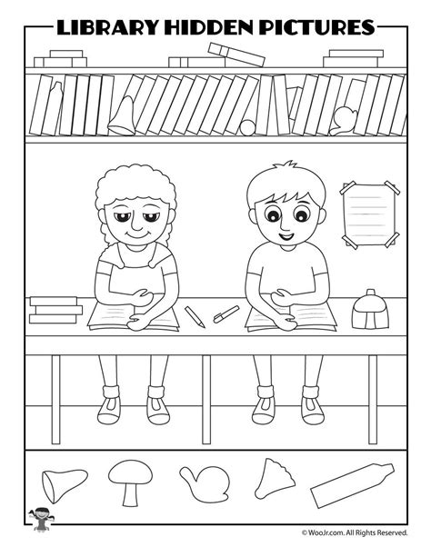 Printable Library Activities - Coloring Pages, Word Puzzles, & Hidden Picture Games | Hidden ...