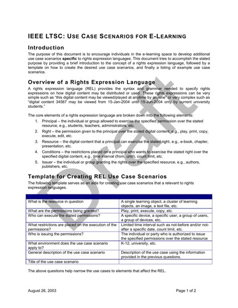 Proposed Use-Case Scenario Template and Examples