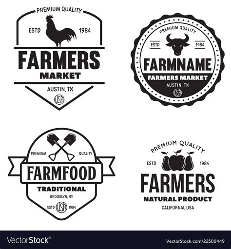 Farmers market logos templates objects set Vector Image