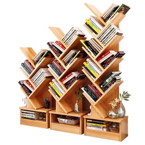 Bookcase Shelf Stand Display Cases Bookshelf Shelving Wood Shelves Tree Shape | Bookshelves diy ...