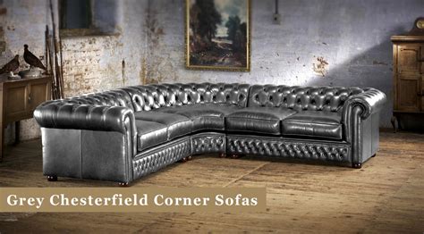 Grey Leather Chesterfield Corner Sofa | Cabinets Matttroy