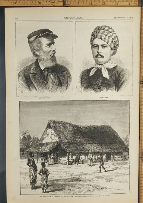 Doctor Livingstones house at Ujiji from a sketch furnished by Mr Stanley. Portraits of Stanley ...