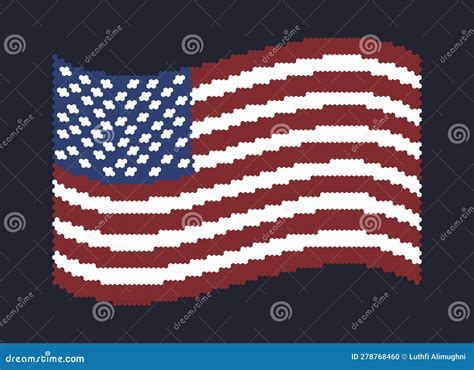 American Flag Pixel Art Illustration Stock Vector - Illustration of ...