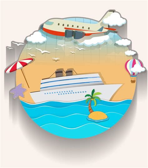 Travel theme with cruise and airplane 418623 Vector Art at Vecteezy