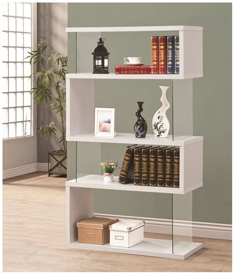 White/Clear Tempered Glass Bookcase - Las Vegas Furniture Store ...