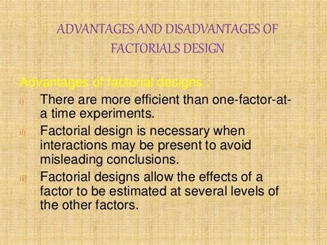 General Factor Factorial Design