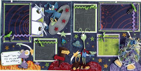 Love the use of the ricrac and really like the aliens! (Scrapbook.com) | Alien, Scrapbook, Layout