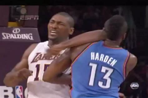 Metta World Peace Decks James Harden With Elbow [VIDEO]