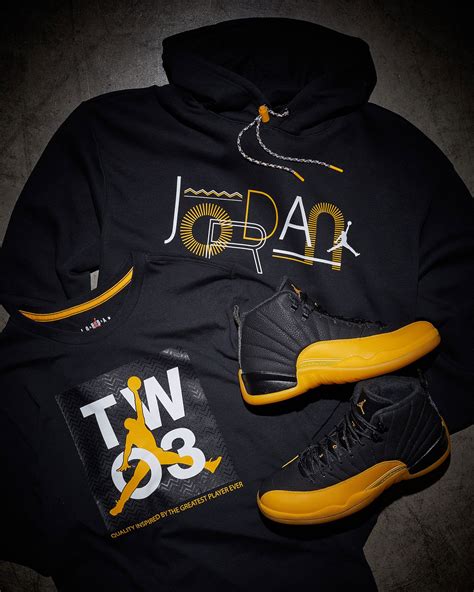 Jordan 12 University Gold Hat Shirt Outfit | SneakerFits.com