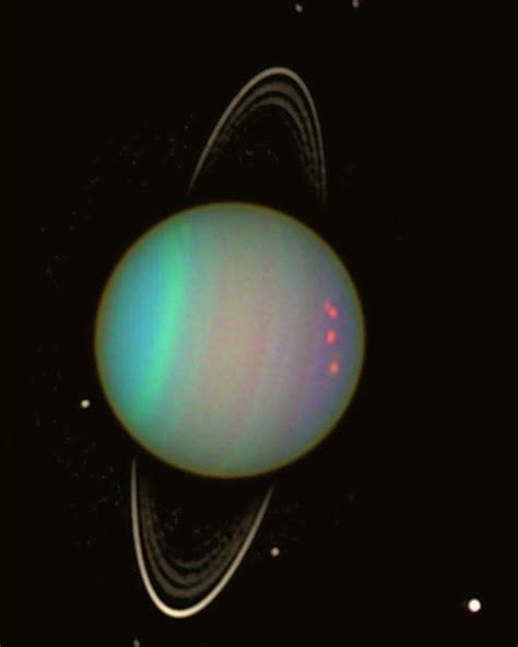 Uranus photographed by the Hubble Space Telescope with six of its principal moons! Credit: NASA ...