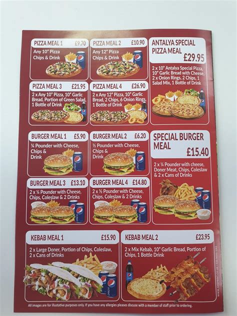 Menu at Antalya Kebab House, Hereford, Hereford