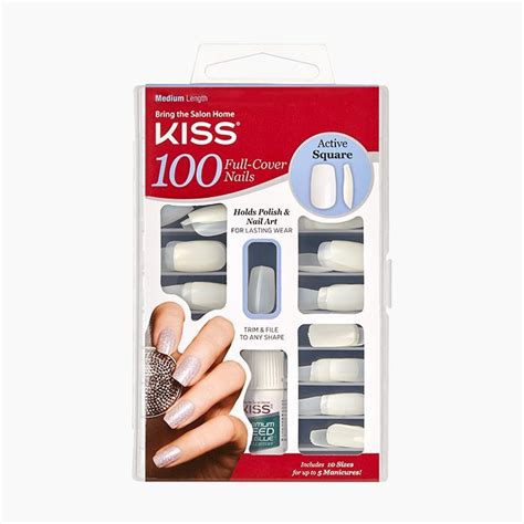 100 Full-Cover Nails Kit Square Hawk Curve | Nail kit, Glue on nails, Nails