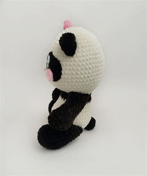 Cute stuffed toy panda with pink bow Baby Panda Plush Toy | Etsy