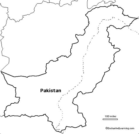 Outline Map Pakistan - EnchantedLearning.com