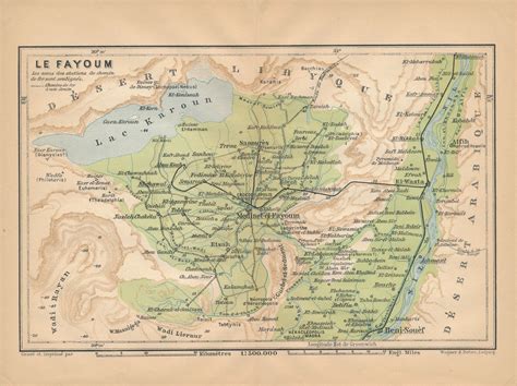 1914 Al-Fayoum Faiyum Oasis Egypt Antique Map | Etsy