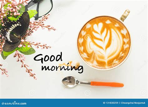 Good Morning and Hot Coffee in the Morning Stock Image - Image of blue ...