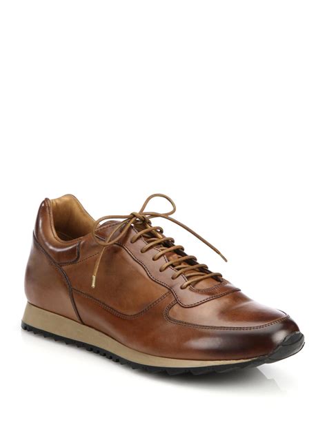 To boot Sheridan Burnished Leather Sneakers in Brown for Men (COGNAC ...